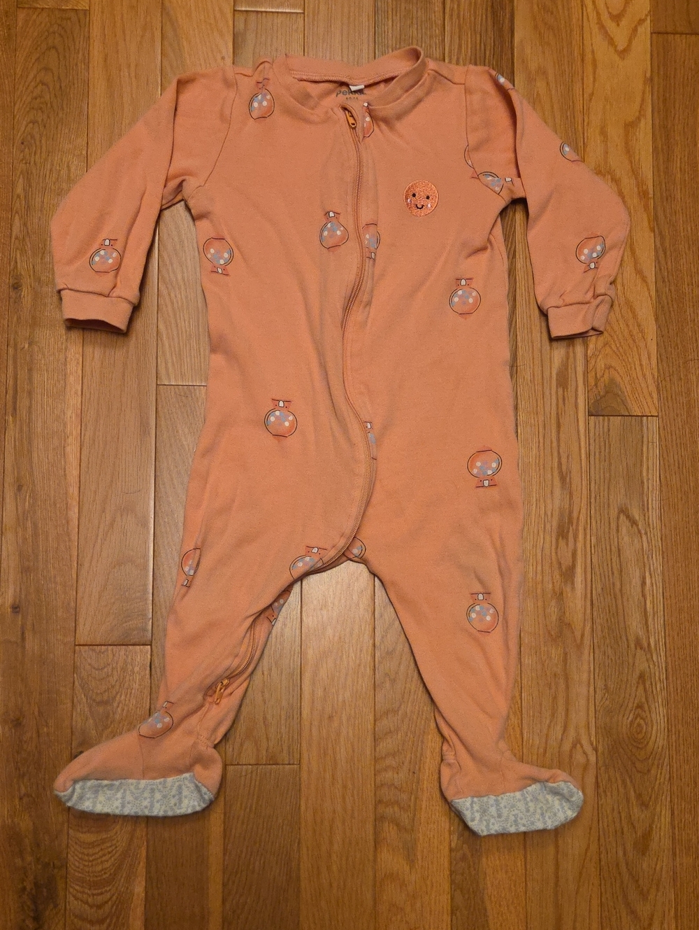 5/$20 Pekkle 12M Coral Gumdrop Footed Zipper Onsie Pajamas Sleeper